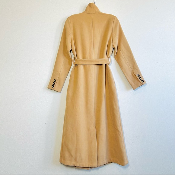JustFab Camel Long Belted Full Length Trench Coat - Picture 5 of 7